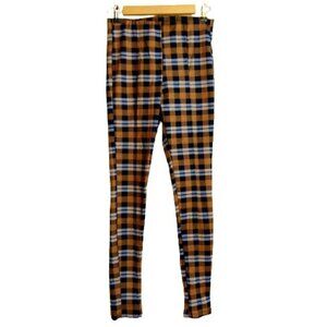 Paisley Raye Plaid Ponte Knit Skinny Leggings Pants Size S NWT Blue Yellow Gold